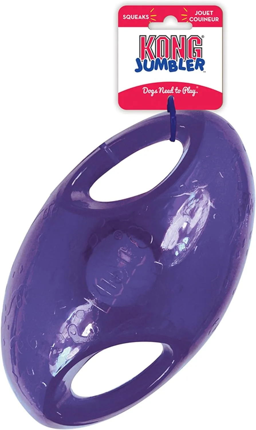 KONG Jumbler Football - Interactive Dog Toy for Dog & Puppy Playtime - Fetch Toy with Tennis Ball - Dog Supplies for Engaging Play (Medium/Large)