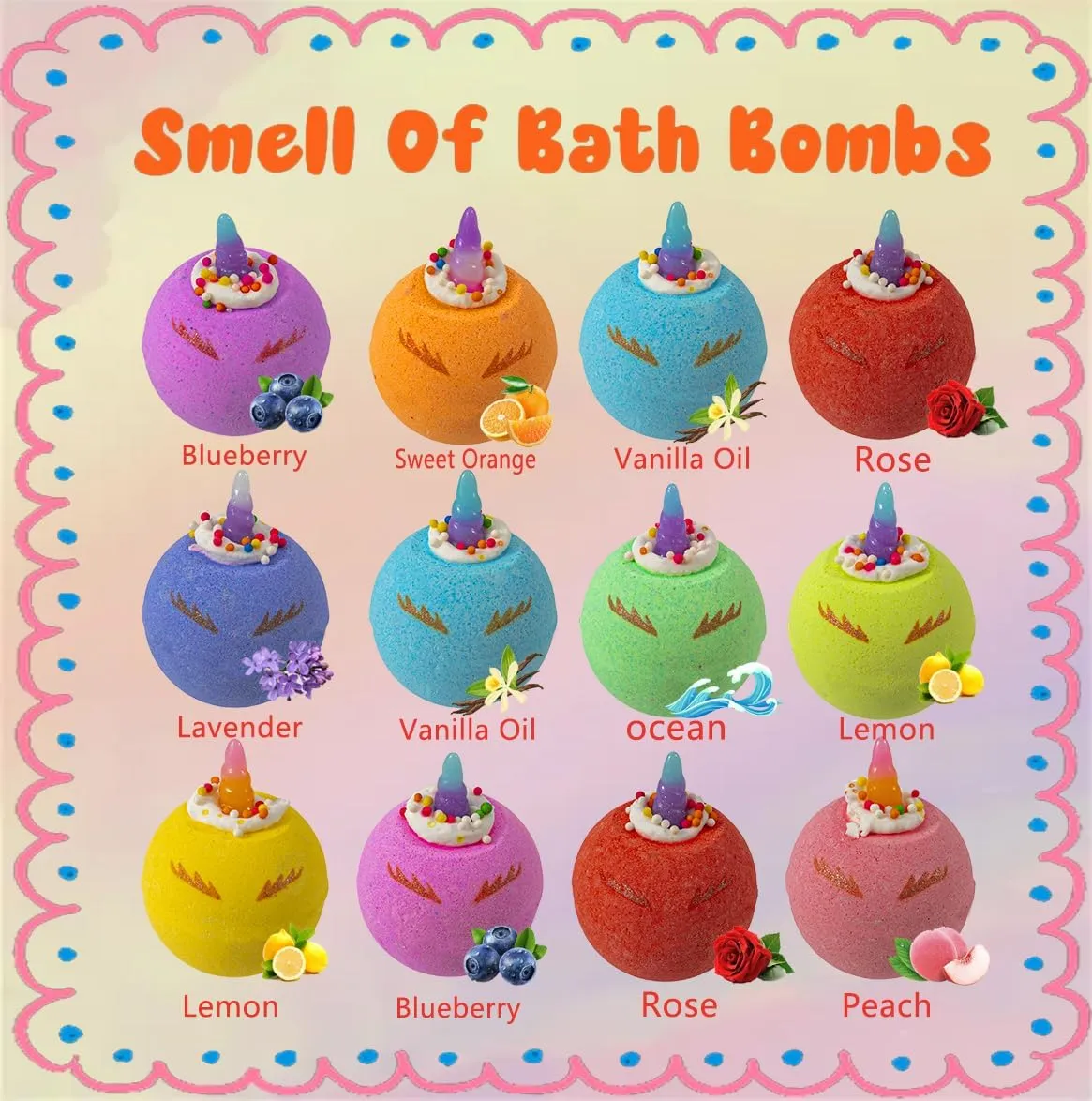 Kottke Kids Bath Bombs, 20 Organic Kids Bath Bombs with Jewelry Rings Inside, Non-Pierced Earrings and Ear Clips, Girls Birthday, Christmas, Easter, Valentine's Day Gift Set