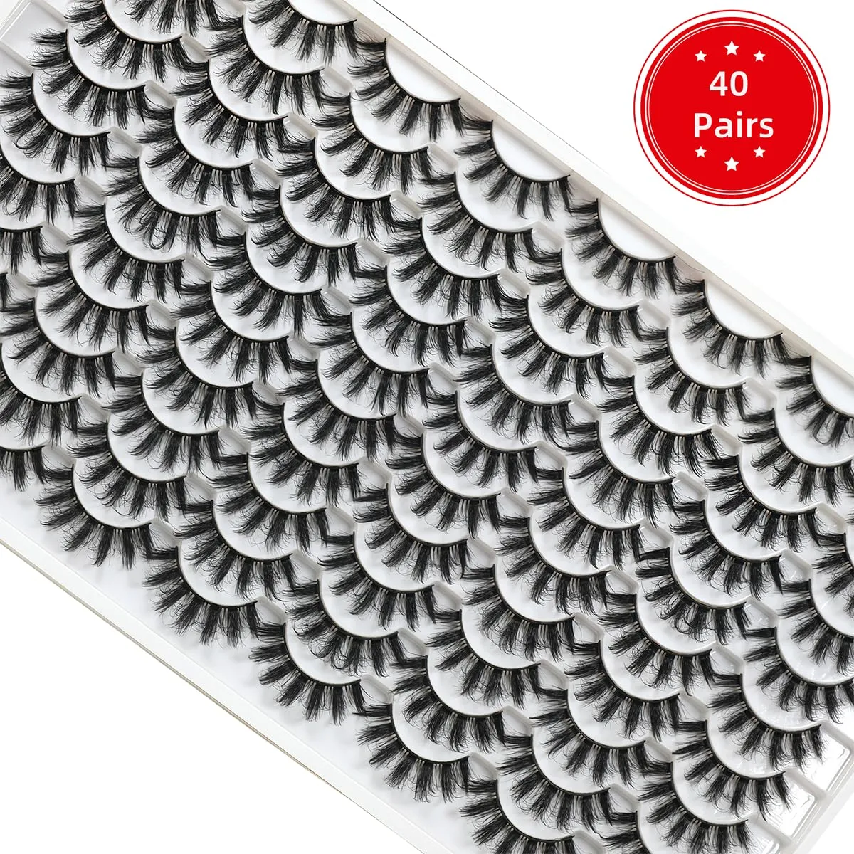 KSYOO False Eyelashes 40 Pairs 3D Fluffy Lashes Pack Bulk Wholesale Strip Lashes