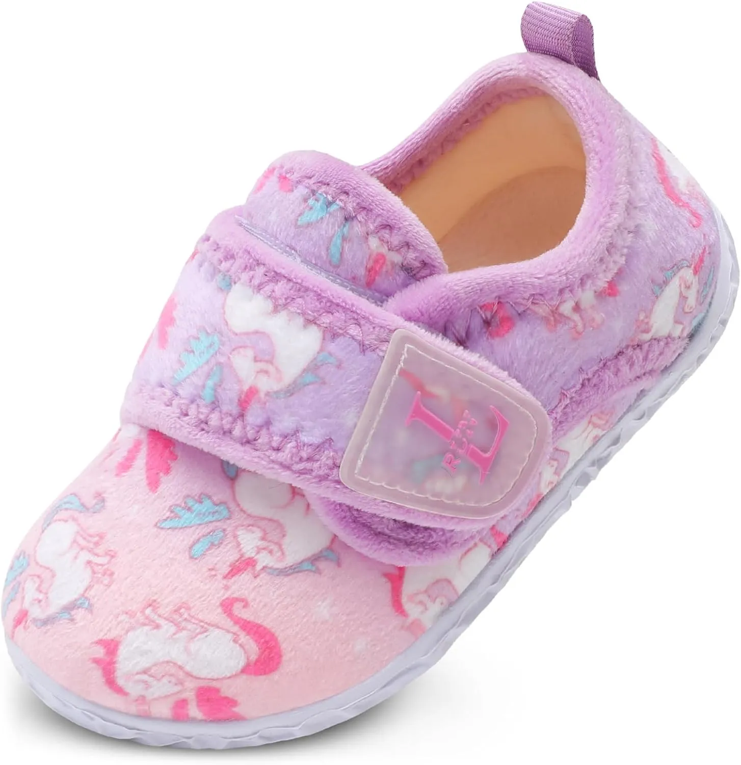 L-RUN Toddler Slippers for Girls Boys Warm Household Shoes Kids Winter Slippers with Microfleece Lining for Indoor Outdoor