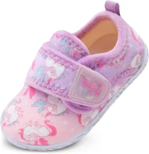 L-RUN Toddler Slippers for Girls Boys Warm Household Shoes Kids Winter Slippers with Microfleece Lining for Indoor Outdoor