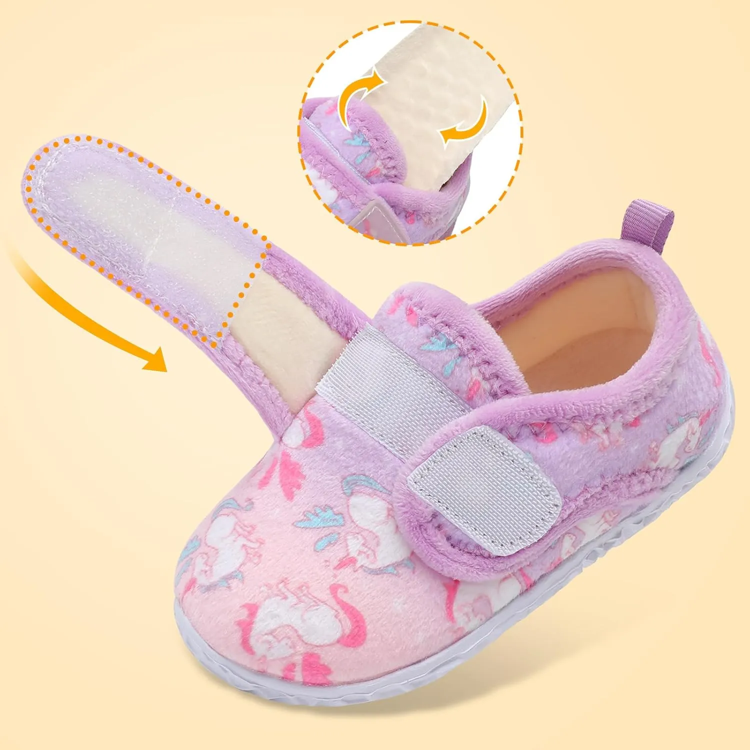 L-RUN Toddler Slippers for Girls Boys Warm Household Shoes Kids Winter Slippers with Microfleece Lining for Indoor Outdoor