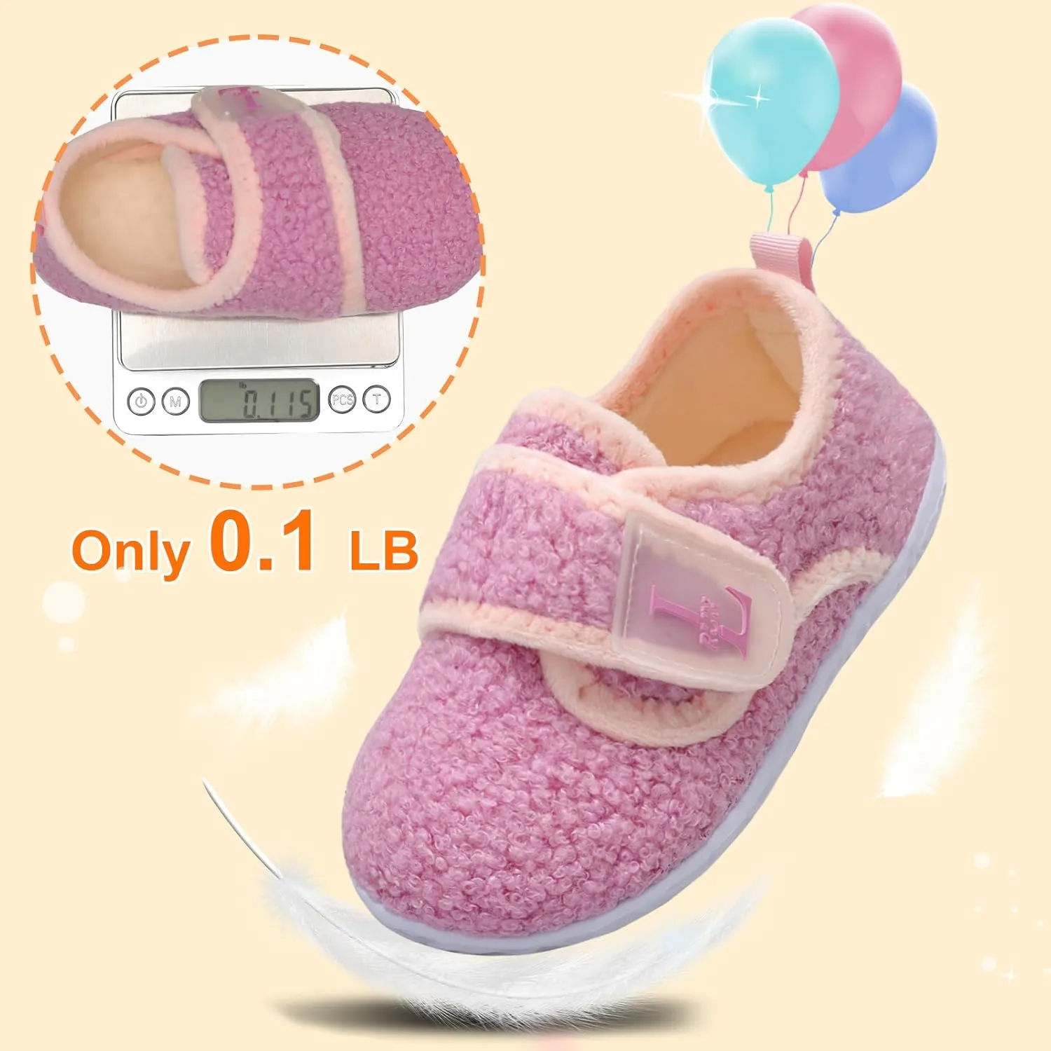 L-RUN Toddler Slippers for Girls Boys Warm Household Shoes Kids Winter Slippers with Microfleece Lining for Indoor Outdoor