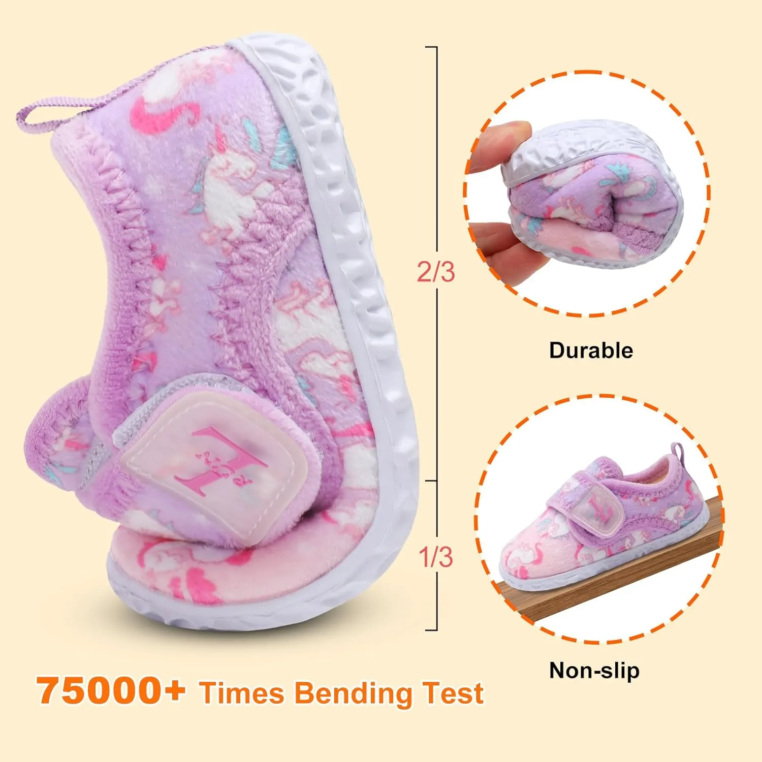 L-RUN Toddler Slippers for Girls Boys Warm Household Shoes Kids Winter Slippers with Microfleece Lining for Indoor Outdoor