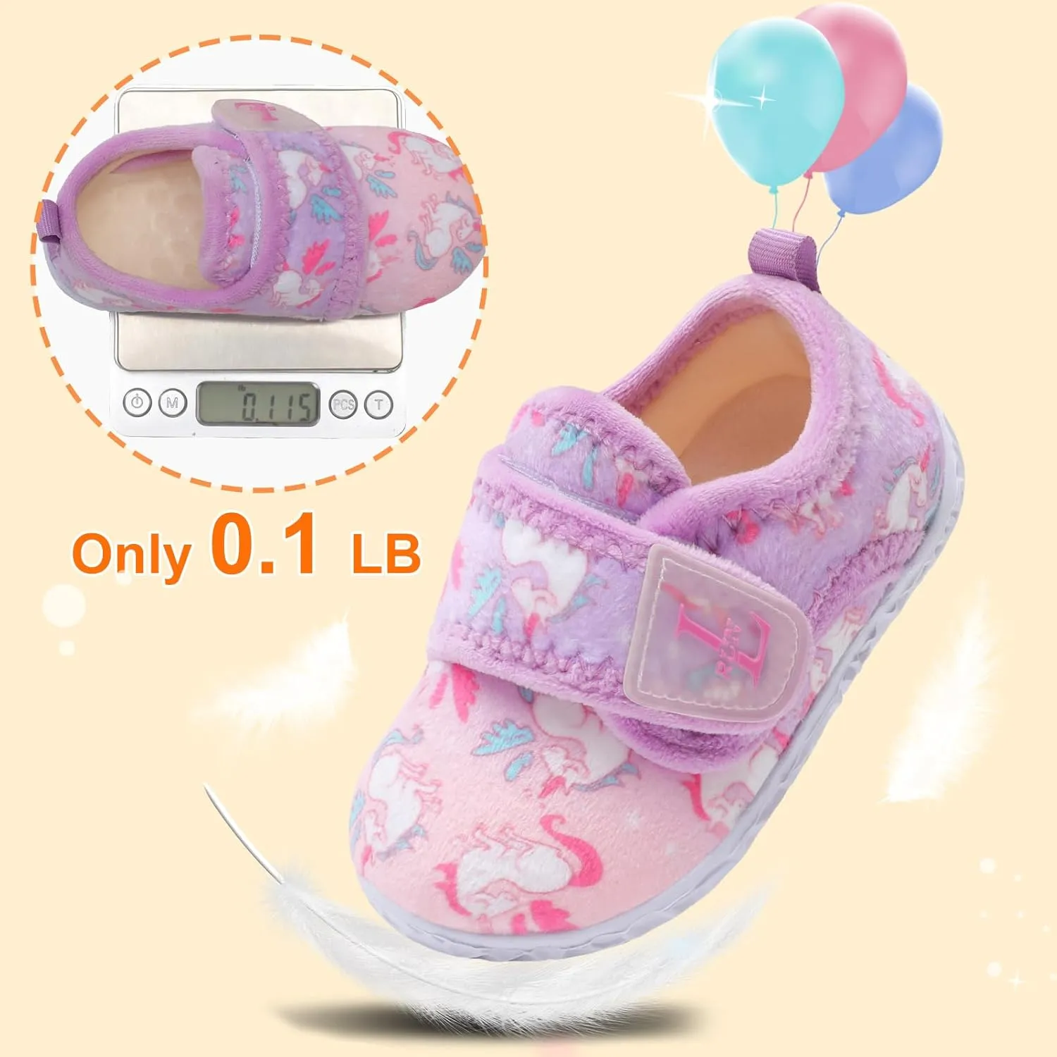L-RUN Toddler Slippers for Girls Boys Warm Household Shoes Kids Winter Slippers with Microfleece Lining for Indoor Outdoor