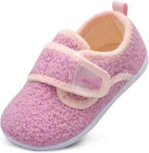 L-RUN Toddler Slippers for Girls Boys Warm Household Shoes Kids Winter Slippers with Microfleece Lining for Indoor Outdoor