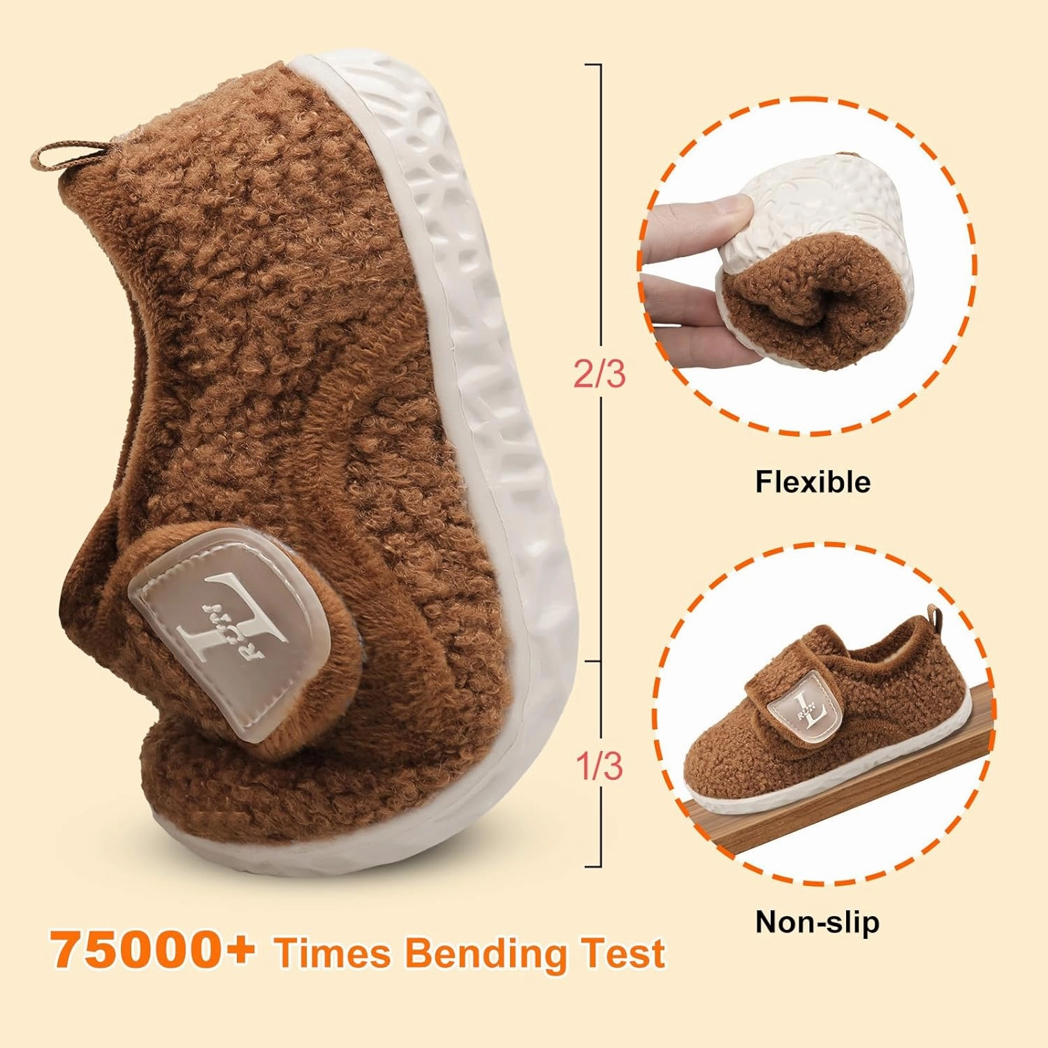L-RUN Toddler Slippers for Girls Boys Warm Household Shoes Kids Winter Slippers with Microfleece Lining for Indoor Outdoor