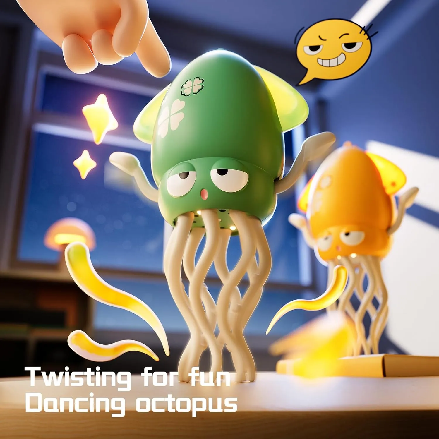LACHTER Electric Crawling Octopus Toy with LED Lights & Music, Smart Obstacle Avoidance, Dancing Octopus Toy，Interactive Auto-Dance Octopus for Gifts, Toddlers, Indoor Fun（Green）