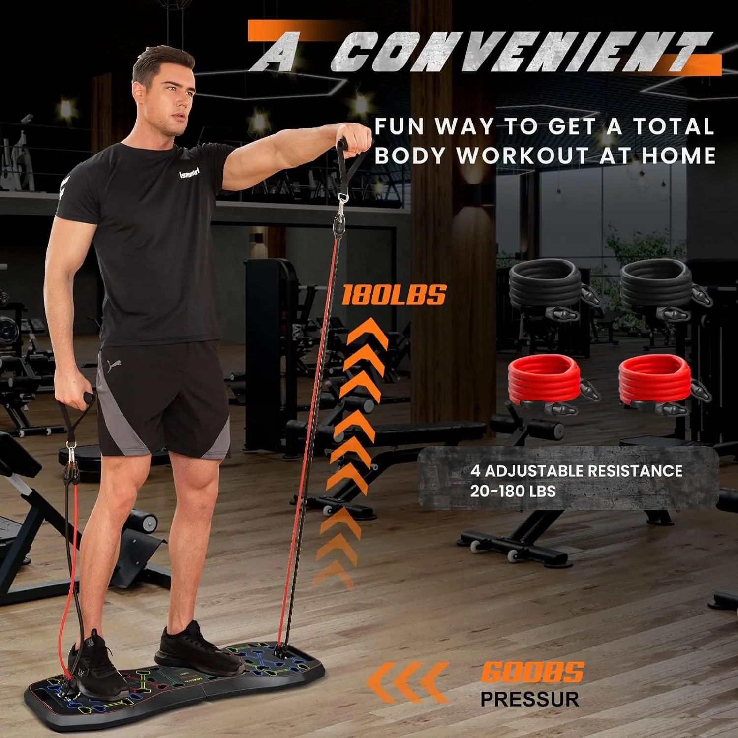 LALAHIGH 25-in-1 4rd Generation Push Up Board - Multi-Functional Foldable Gym System with Resistance Bands, Pilates Bar & Pulleys, Portable Workout Equipment for Men & Women, Chest/Back/Abs Training