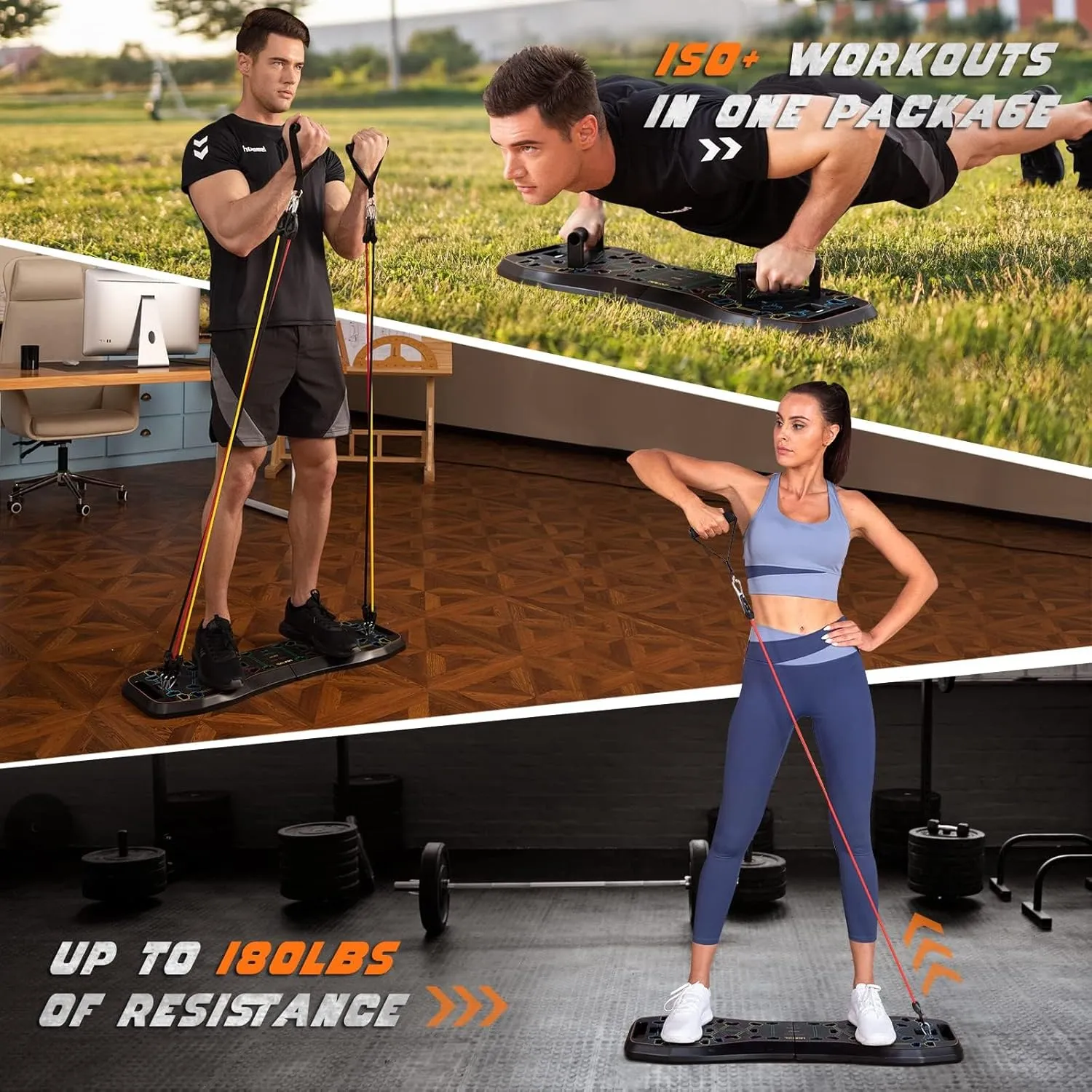LALAHIGH 25-in-1 4rd Generation Push Up Board - Multi-Functional Foldable Gym System with Resistance Bands, Pilates Bar & Pulleys, Portable Workout Equipment for Men & Women, Chest/Back/Abs Training