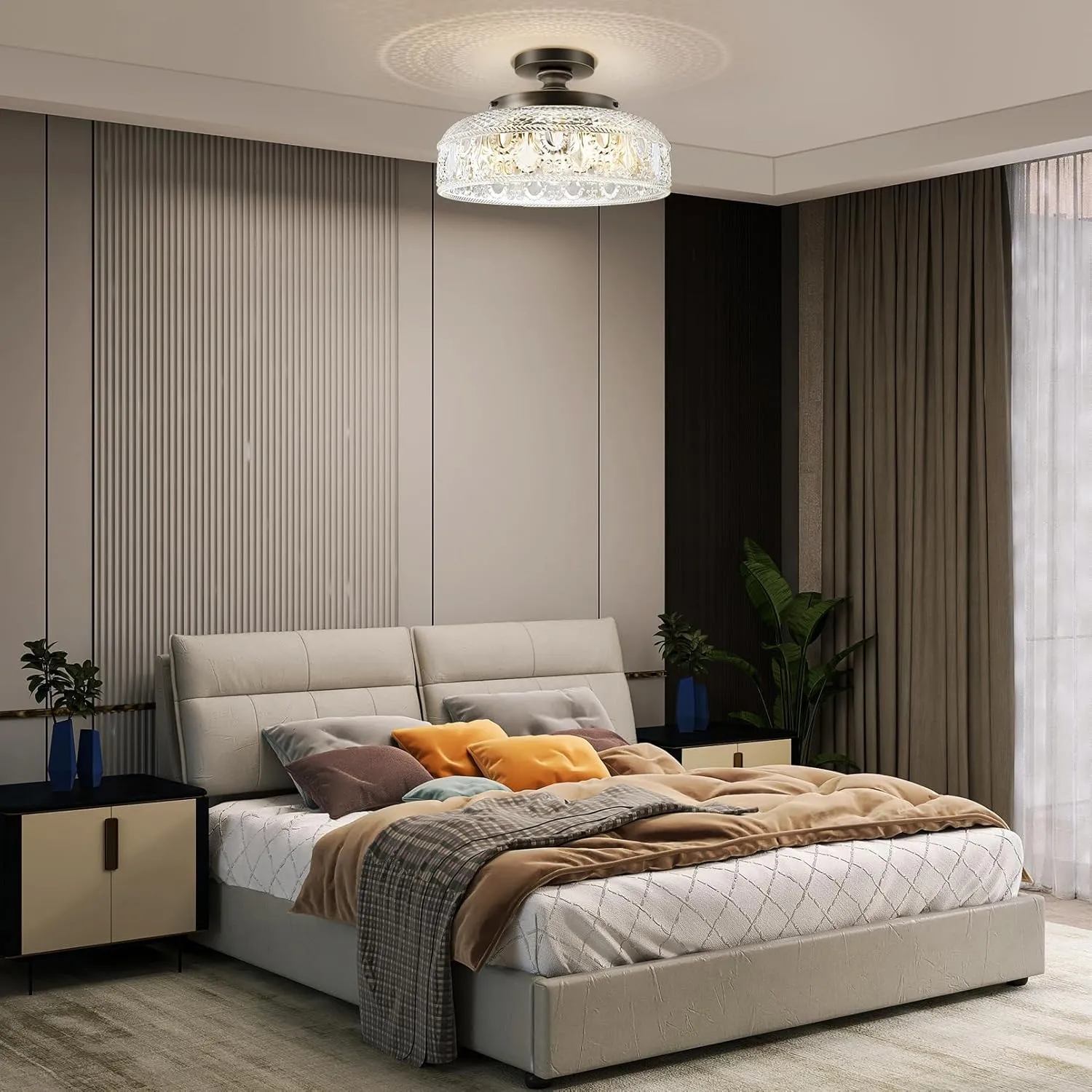 Lamomo Semi Flush Mount Ceiling Light,Upgraded Larger Bronze Hallway Light Fixture,3-Bulb Globe Glass Close to Ceiling Scone, Indoor Hanging Light for Bedroom Kitchen Porch Hallway,Bulbs Not Included