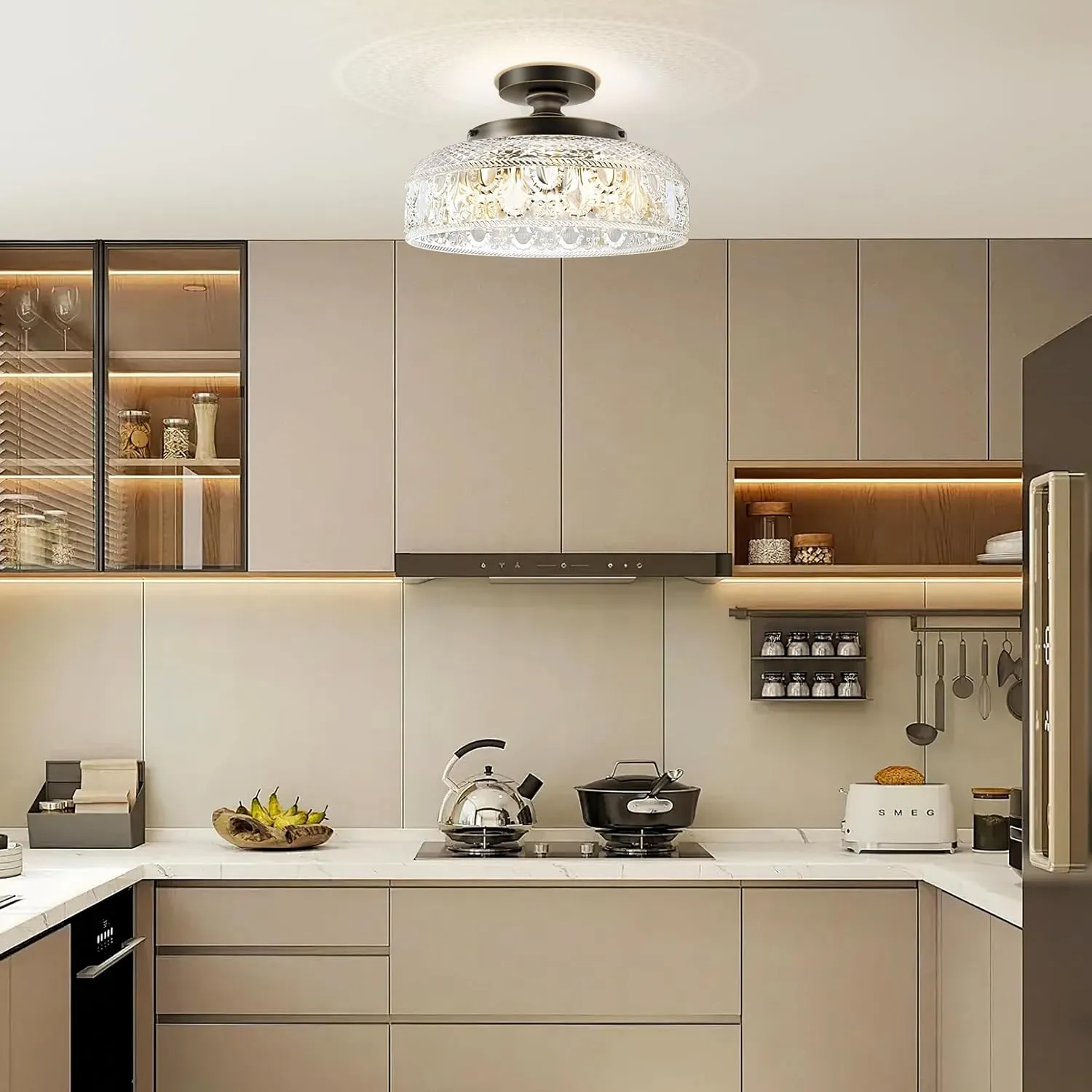 Lamomo Semi Flush Mount Ceiling Light,Upgraded Larger Bronze Hallway Light Fixture,3-Bulb Globe Glass Close to Ceiling Scone, Indoor Hanging Light for Bedroom Kitchen Porch Hallway,Bulbs Not Included