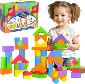 Large Foam Blocks for Toddlers 2-4 Years, Big Building Blocks Set, Soft Stacking Blocks, Education & Learning Montessori Toys for 18  Month Old Boys&Girls (61PCS)