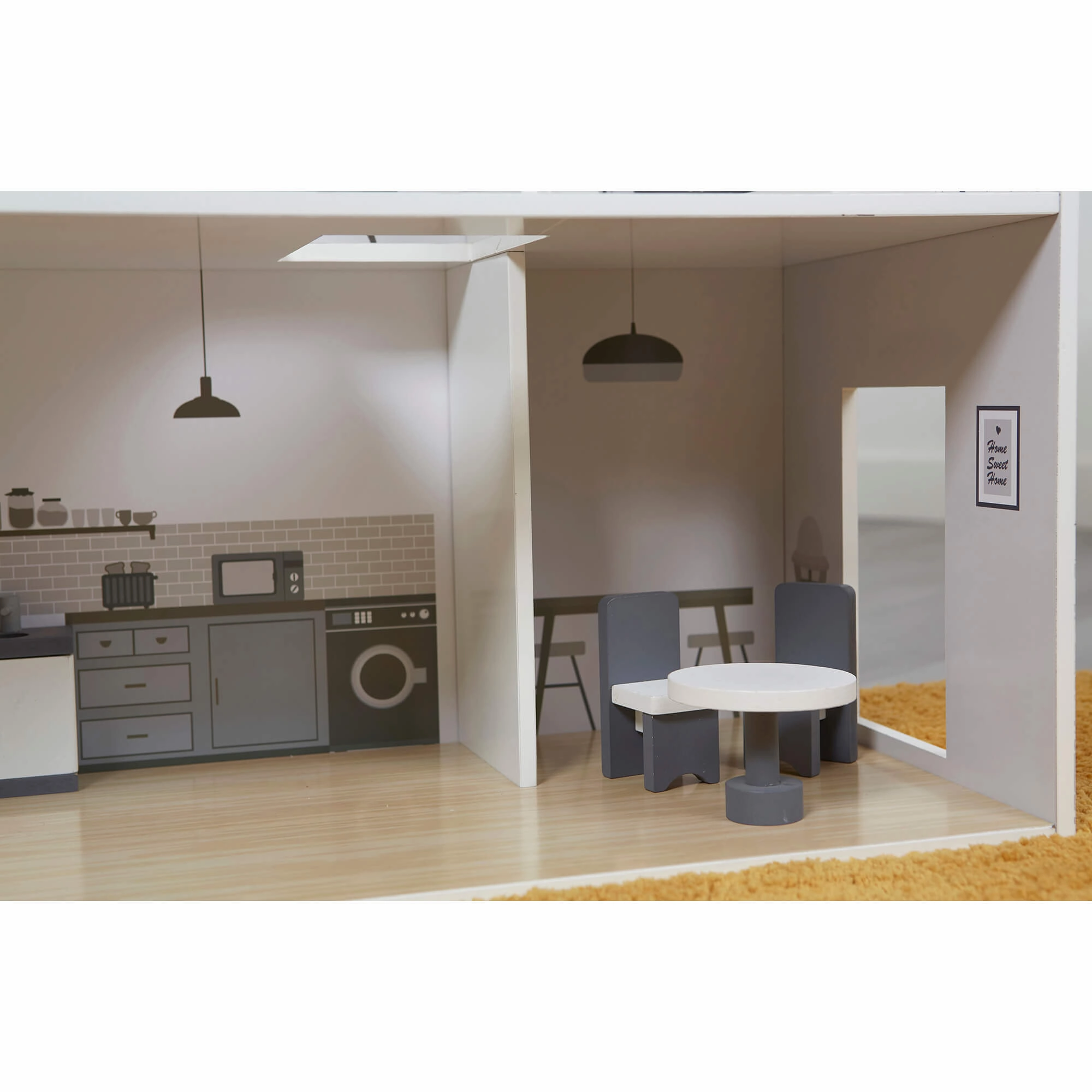 Large Montessori Detailed & Realistic Wooden Dolls House | 3 Storey Dollhouse | 18 Furniture Pieces