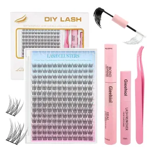 Lash Clusters Eyelash Kit 9-12mm 168PCS Wispy Natural Cluster Eyelash DIY Lash Extension Kit with Lash Bond and Seal, Lash Tweezers, Lash Remover, DIY Eyelash Extension Kit for Beginners