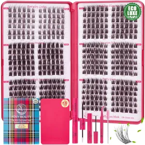 Lash Clusters Kit - 0.05mm Wispy Lash Clusters Natural & Fluffy Lash Extension Kit 432Pcs Biodegradable Eyelash Clusters with Bond Seal Starter Kit, Cruelty Free Eyelashes Lightweight Reusable Lash