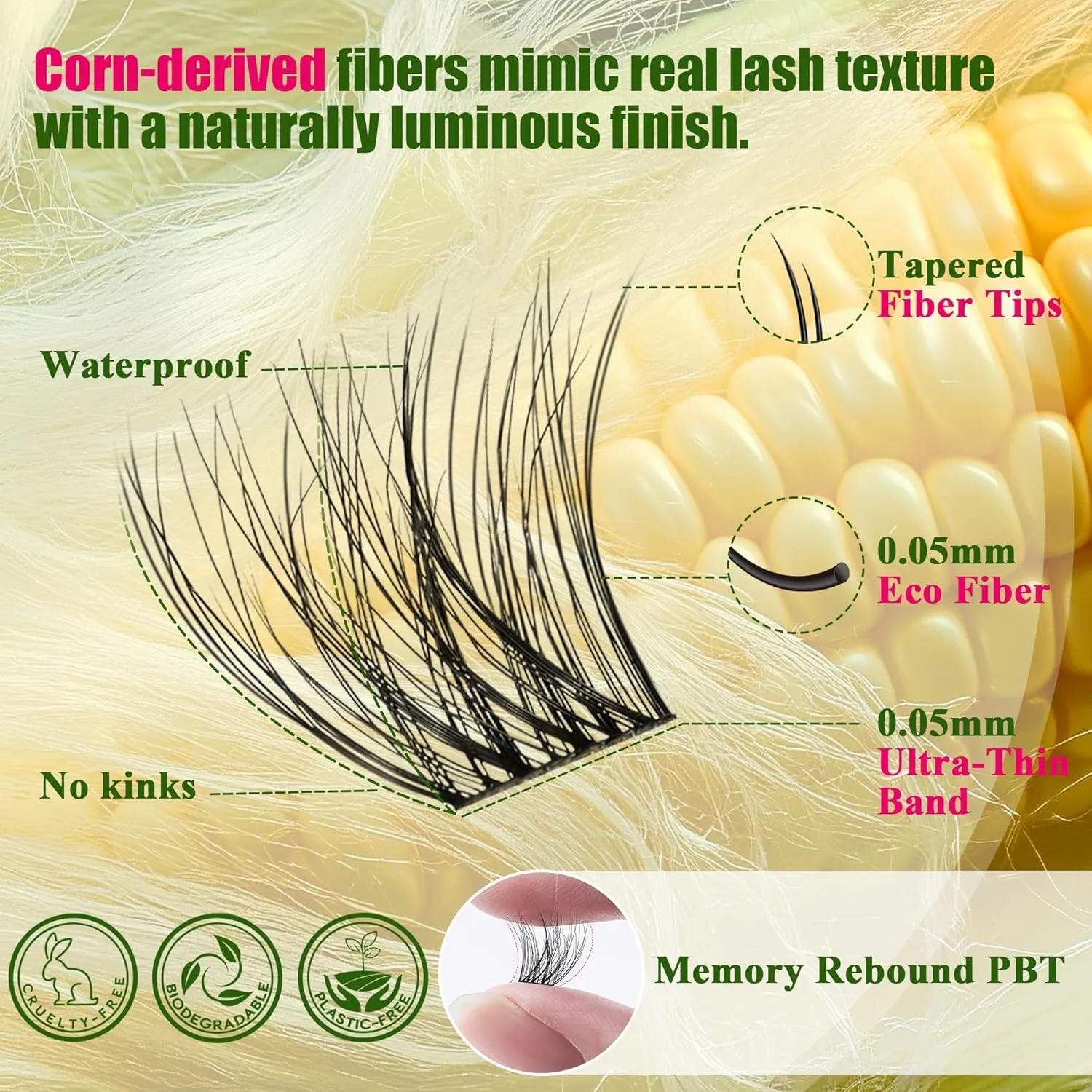 Lash Clusters Kit - 0.05mm Wispy Lash Clusters Natural & Fluffy Lash Extension Kit 432Pcs Biodegradable Eyelash Clusters with Bond Seal Starter Kit, Cruelty Free Eyelashes Lightweight Reusable Lash
