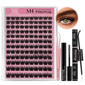 Lash Clusters Kit, 144PCS 3D Fluffy Lash Clusters 10-18mm Eyelash Clusters with 10ml Bond and Seal, 5ml Lash Remover, Lash Tweezers, Soft & Lightweight & Easy to apply (Dramatic Kit)