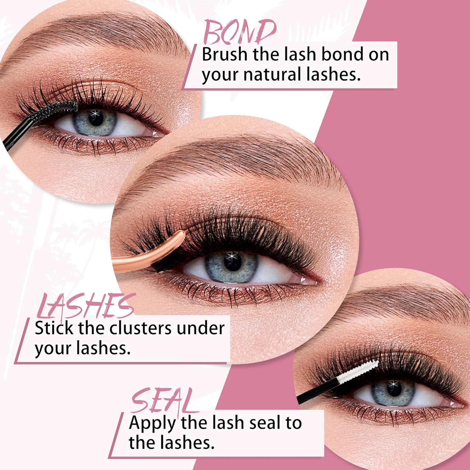 Lash Clusters Kit, 144PCS 3D Fluffy Lash Clusters 10-18mm Eyelash Clusters with 10ml Bond and Seal, 5ml Lash Remover, Lash Tweezers, Soft & Lightweight & Easy to apply (Dramatic Kit)