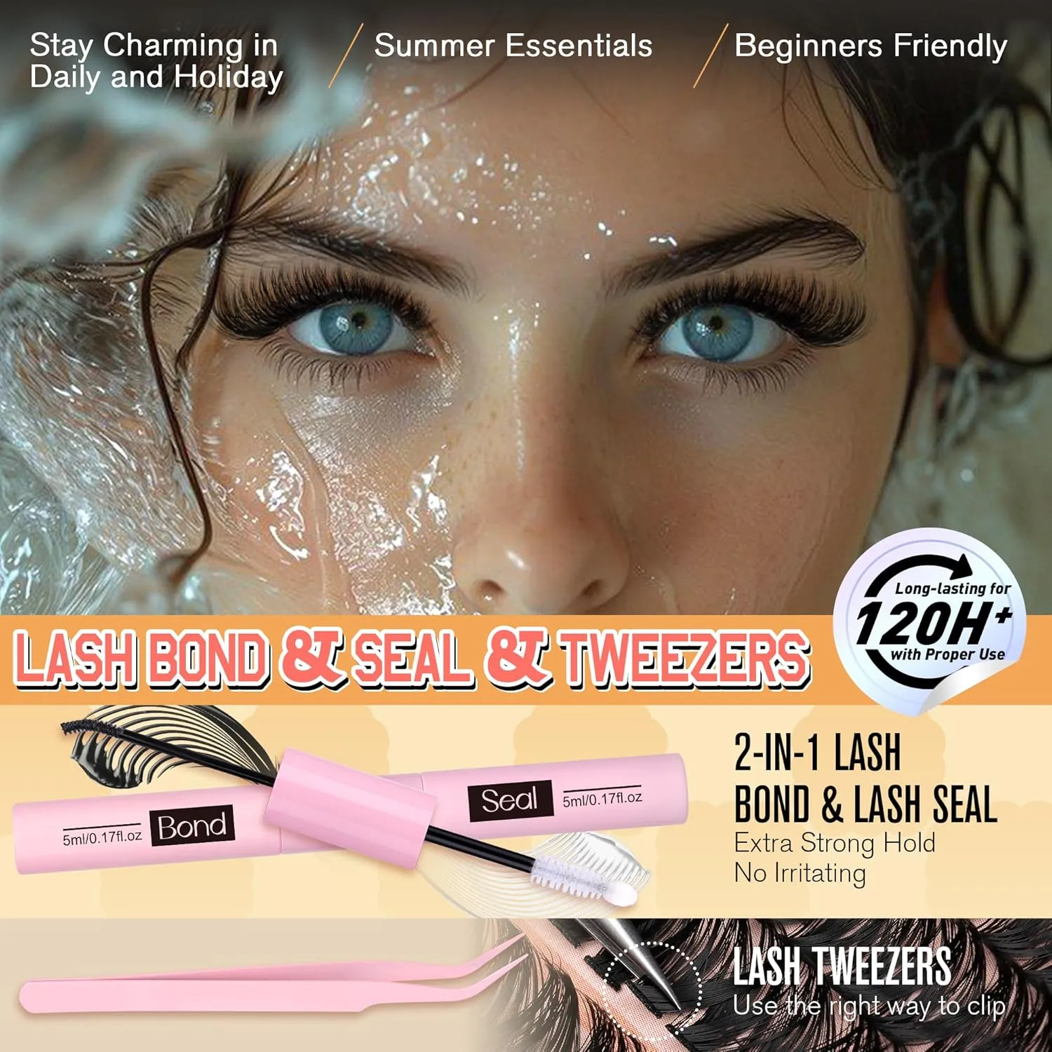Lash Clusters Kit 30D-100D Wispy Eyelash Extension Kit 474pcs Individual Lashes 8-16MM Cluster Eyelash Extensions DIY Lash Extension Kit D-Curly Eyelash Clusters with Lash Bond and Seal Lash Tweezers