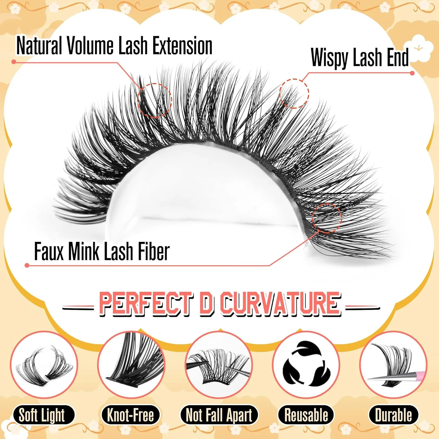 Lash Clusters Kit 30D-100D Wispy Eyelash Extension Kit 474pcs Individual Lashes 8-16MM Cluster Eyelash Extensions DIY Lash Extension Kit D-Curly Eyelash Clusters with Lash Bond and Seal Lash Tweezers