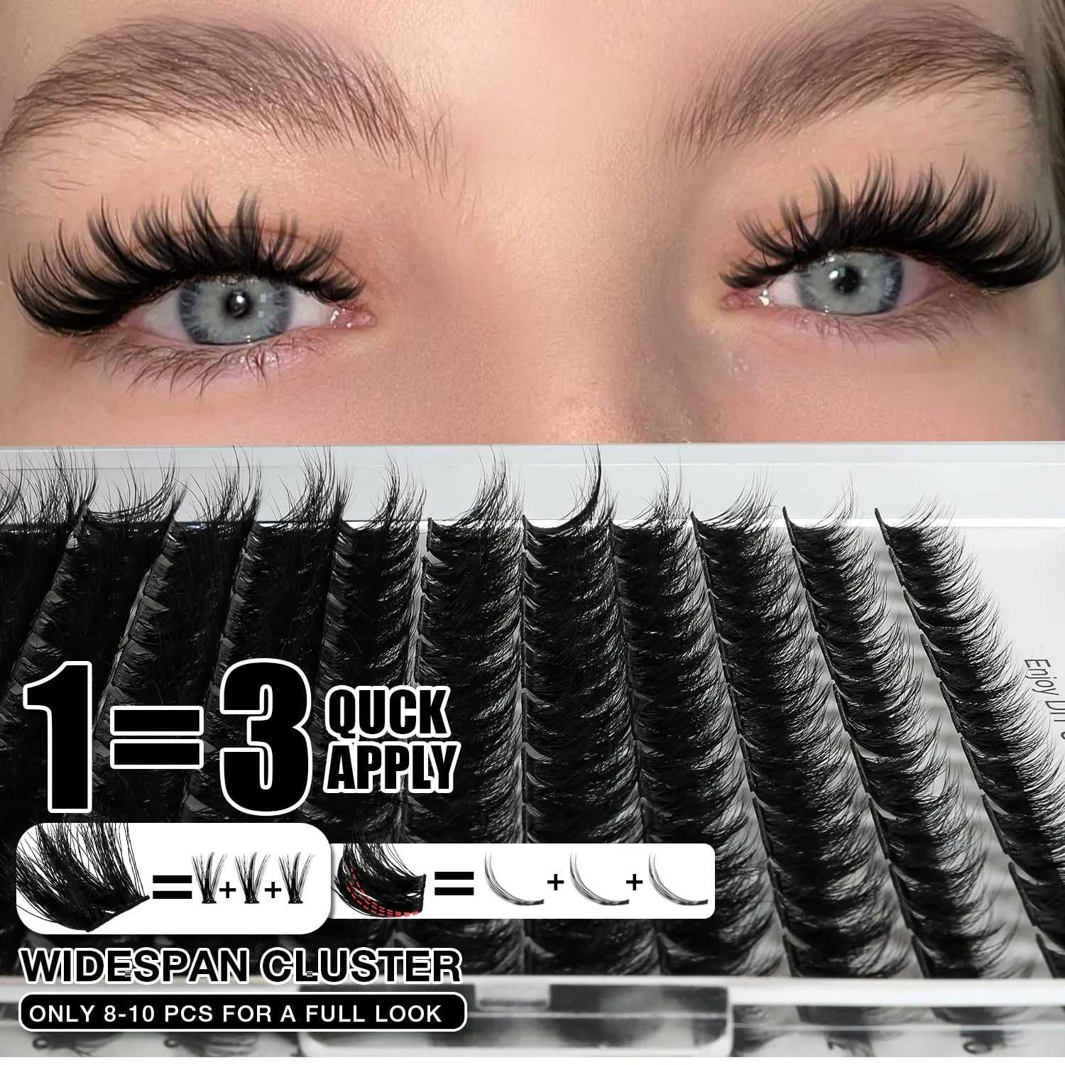 Lash Clusters Kit, DIY 3D Cluster Eyelash Extensions 10‑18mm,108pcs Fluffy D Curl Soft Natural Lashes with Lash Bond and Seal,Tweezers, Remover–Natural Fake Cat Eye Wispy Individual Clusters（211-5-L）