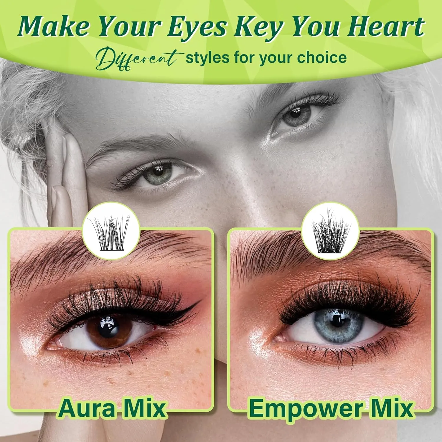 Lash Extension Kit 3D Effect Fluffy Lash Clusters Kit KEYYOU 120pcs D Curl 8-18MIX Complete High Definition Waterproof Kit DIY Lash Extension Kit (Aura-8-18MIX)