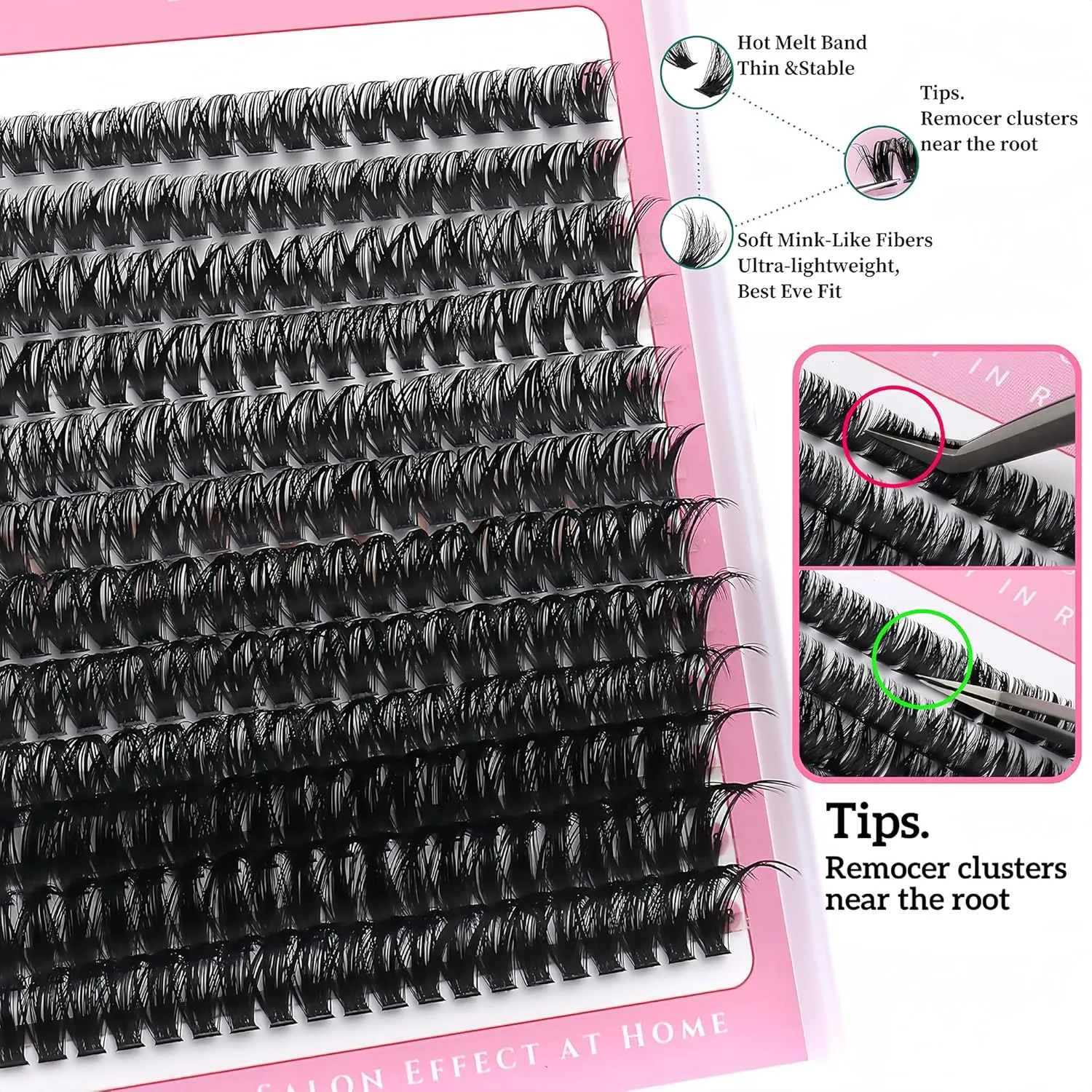 Lashes Cluster Kit 720Pcs Gift Packs, Wholesale DIY Individual False Eyelash Extensions 40/60/80P Combo Pack, D Curl Fluffy Volume Fake Eyelash Wispy Faux Mink Lashes with Glue|Tweezers|Removers