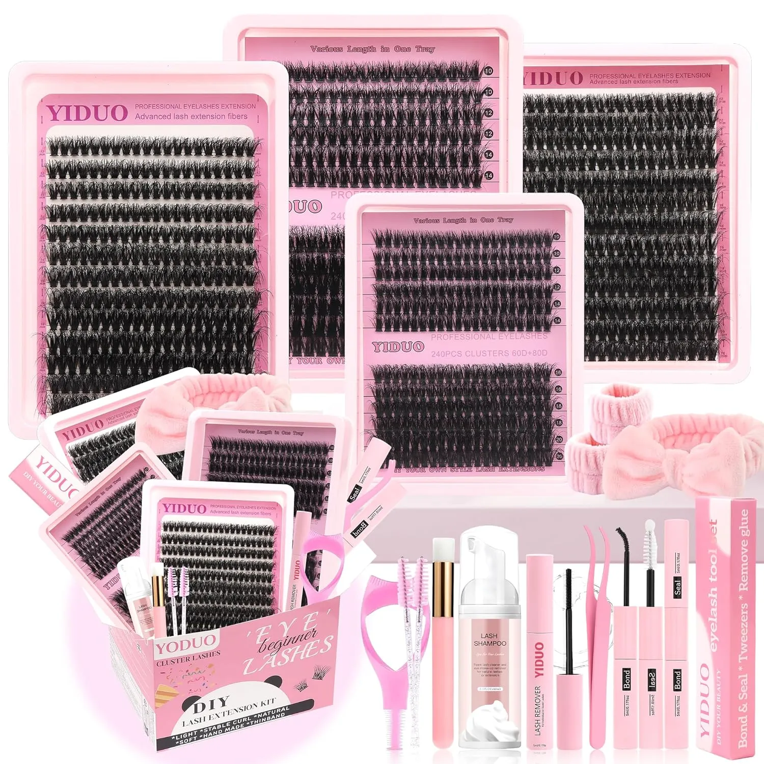 Lashes Clusters Kit 994Pcs Bulk Packs Fluffy False Eyelash Extensions D Curl Wispy Individual Fake Eyelashes, Volume Studio Effect, Wholesale Large Pack with Glue&Seal|Tweezers|Removers|Cleanser