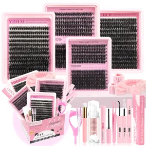 Lashes Clusters Kit 994Pcs Bulk Packs Fluffy False Eyelash Extensions D Curl Wispy Individual Fake Eyelashes, Volume Studio Effect, Wholesale Large Pack with Glue&Seal|Tweezers|Removers|Cleanser