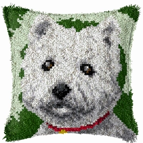Latch Hook Pillow Making Kit - White Terrier