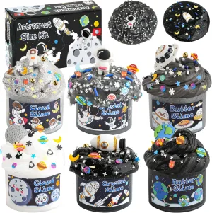 LAWOHO 6 Packs Galaxy Slime Kit - Cloud, Butter & Clear Slime Making Kit for Boys, Non Sticky & Soft, Space Party Favors for Kids with Space Slimes Charms & Add-ins, 360ml Easter Slimes, Easter Gifts
