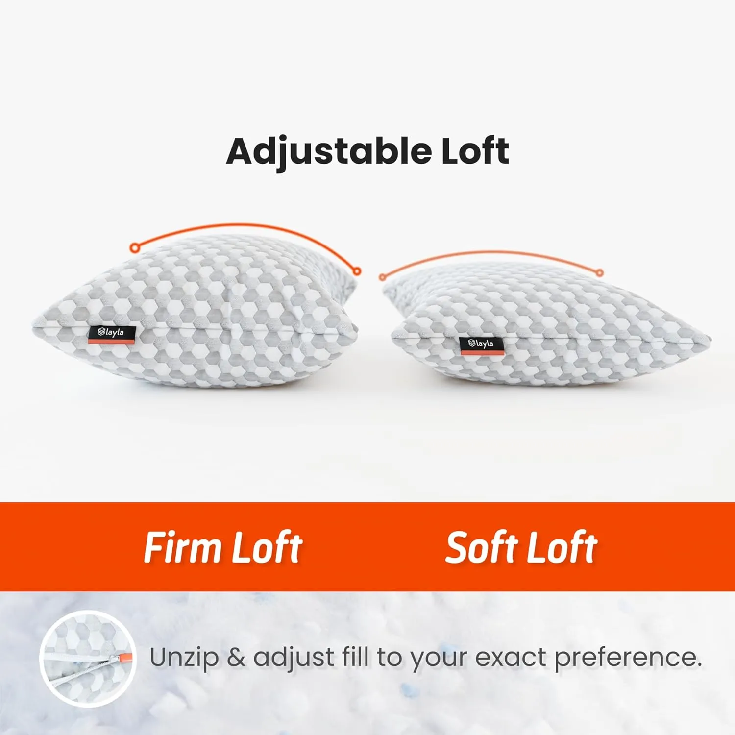 Layla Sleep Layla Adjustable Fill Kapok Pillow, Luxurious Cooling Pillow, Queen (Single), Supportive for Head and Neck, Fully Adjustable, Natural Material That is Light and Airy Kapok Pillows