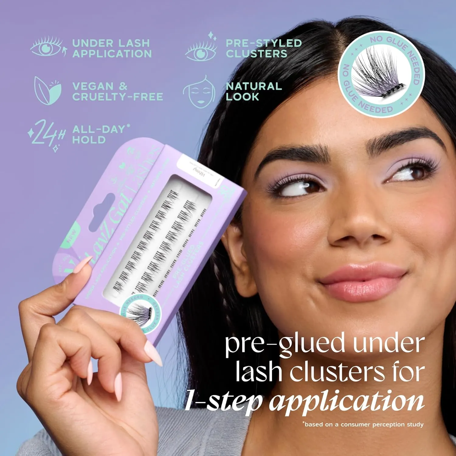 LayZ Gal™ Lash Clusters, Self Adhesive Eyelashes, Individual Lashes Kit, Lash Cluster Kit, Natural Lashes, Pre Styled Flare Shape, Natural Volume, No Glue Needed (Lowkey)