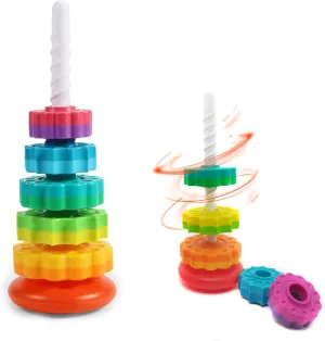 LBAIBB (1 PCS) Spinning Stacking Toy,Spin Toy for Toddlers 1-3,Sensory Toys for Toddlers 1-3,Rainbow Spin Tower,Autism Spin Stack Toys,Suitable for Gifts for Boys and Girl