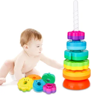 LBAIBB Spin Stack Toys,Baby Spinning Toy ABS Plastic and Color Rainbow Design,Focus on Children Educational and Interactive Learning's Stack Toys, Suitable for Gifts for Boys and Girls…