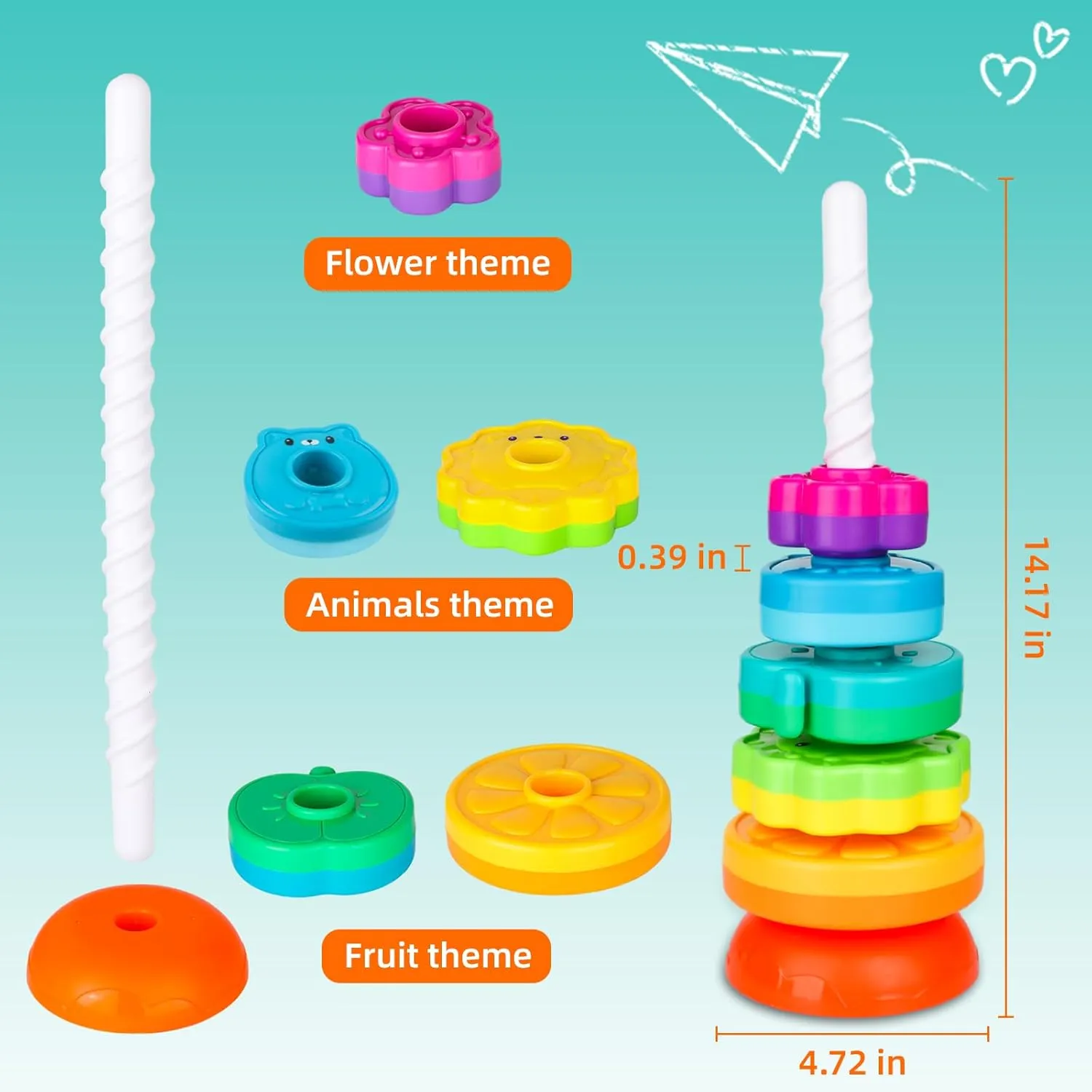 LBAIBB Spin Stack Toys,Baby Spinning Toy ABS Plastic and Color Rainbow Design,Focus on Children Educational and Interactive Learning's Stack Toys, Suitable for Gifts for Boys and Girls…