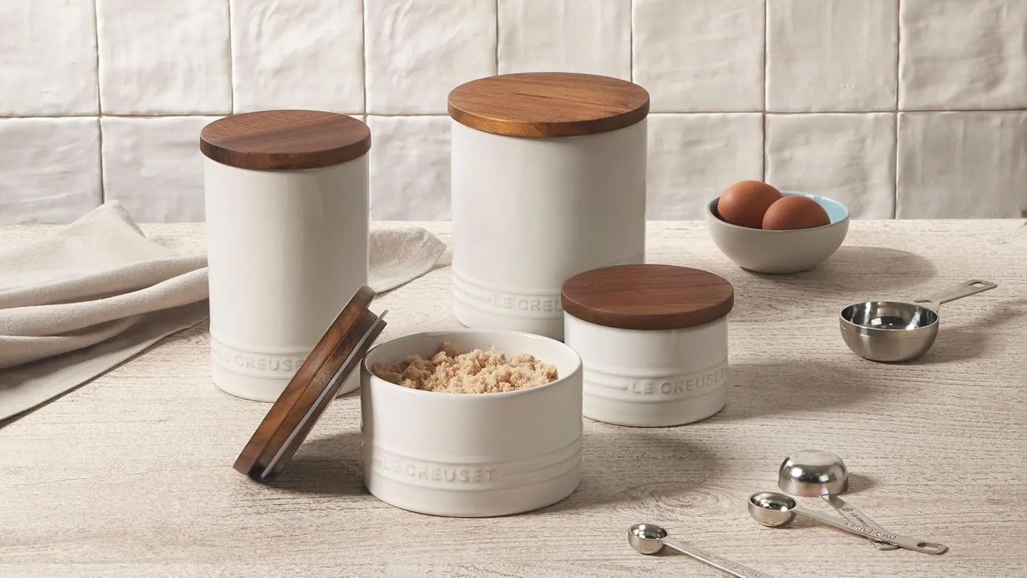 Le Creuset Signature Salt Cellar and Storage Canister with Wood Lid, 1.2 qt., Artichaut