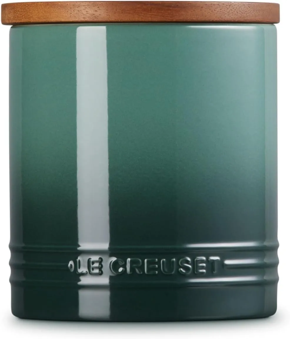 Le Creuset Signature Salt Cellar and Storage Canister with Wood Lid, 1.2 qt., Artichaut