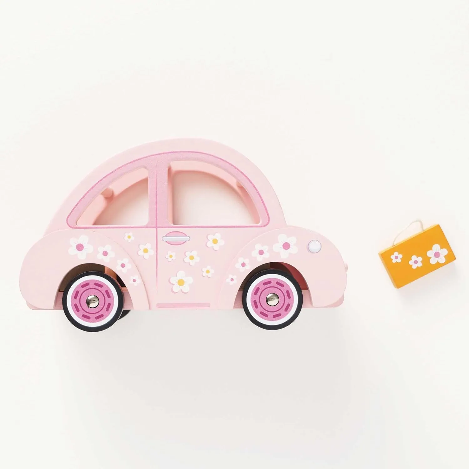 Le Toy Van - Wooden Daisylane Sophie's Car Accessories Play Set for Dolls Houses - Wooden Car Toy with Luggage Accessory - Dollhouse Accessories - Suitable for Ages 2 ,Bright Pink, Medium