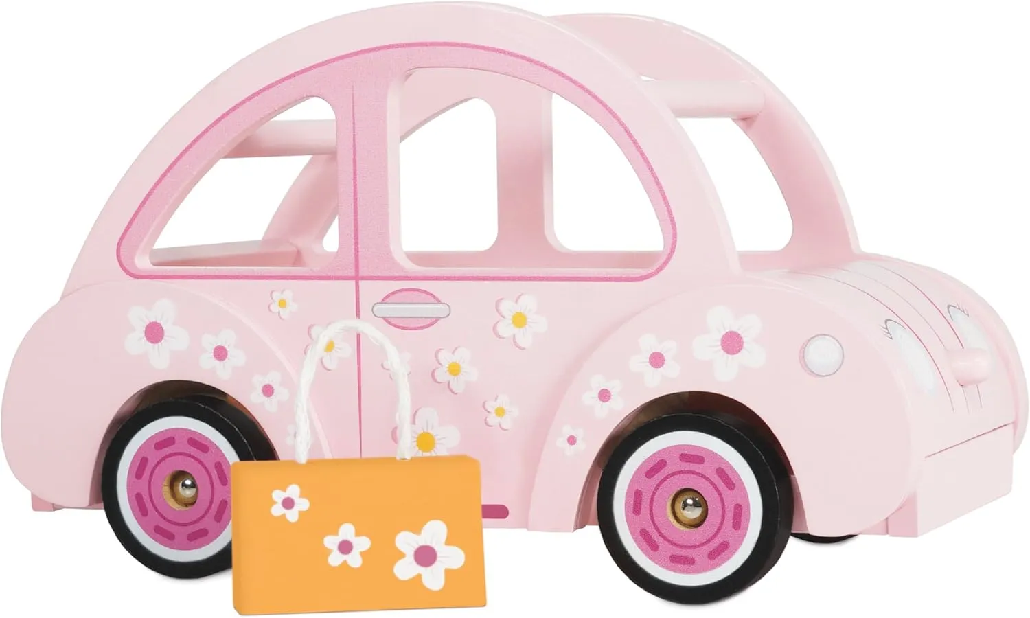 Le Toy Van - Wooden Daisylane Sophie's Car Accessories Play Set for Dolls Houses - Wooden Car Toy with Luggage Accessory - Dollhouse Accessories - Suitable for Ages 2 ,Bright Pink, Medium