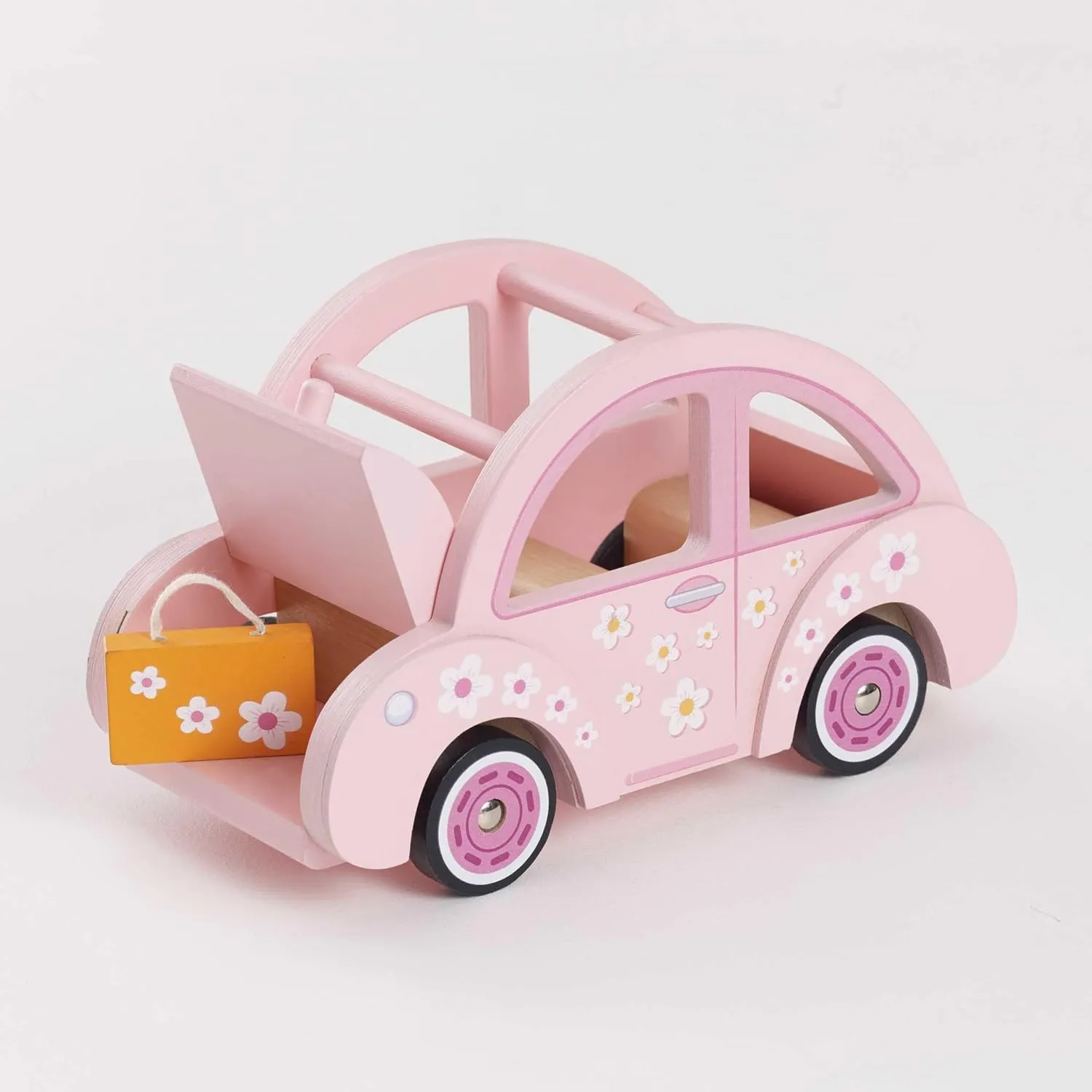 Le Toy Van - Wooden Daisylane Sophie's Car Accessories Play Set for Dolls Houses - Wooden Car Toy with Luggage Accessory - Dollhouse Accessories - Suitable for Ages 2 ,Bright Pink, Medium