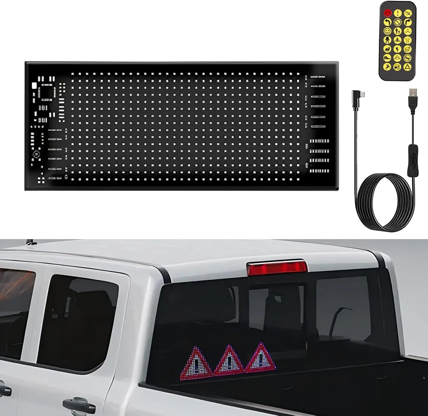 LED Sign for Car with Bluetooth APP Control, 6.7'' x 2.76'' Flexible USB 5V DIY Programmable Scrolling LED Digital Sign, for Cars Windshield, Taxi, Party, Wedding, Festival, Hotel