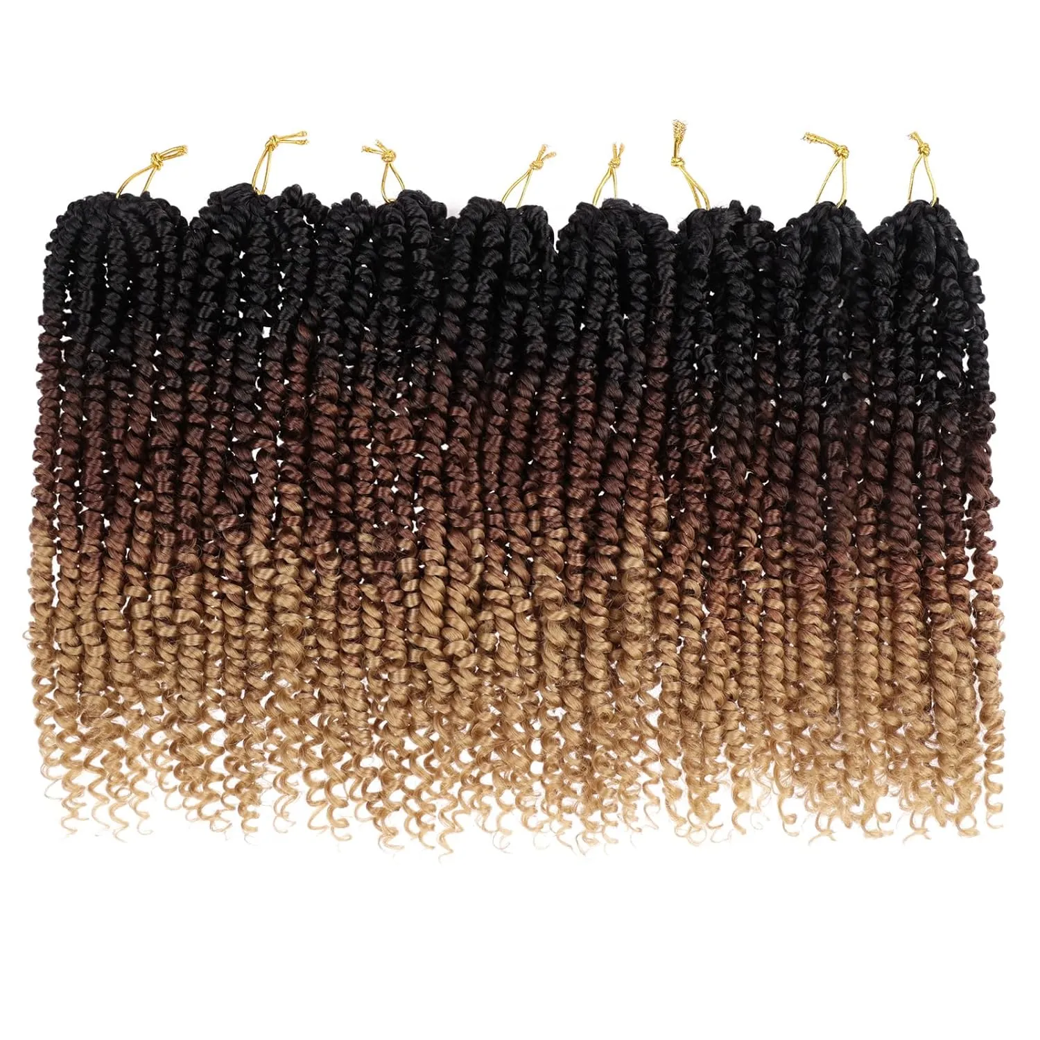 Leeven 10 Inch 3 Tones Pre twisted Passion Twist Crochet Braids Hair 8 Packs Pre-looped Short Passion Twists Hair 1B/30/27# Ombre Brown Bohemian Passion Twist Braiding Hair Extensions for Women