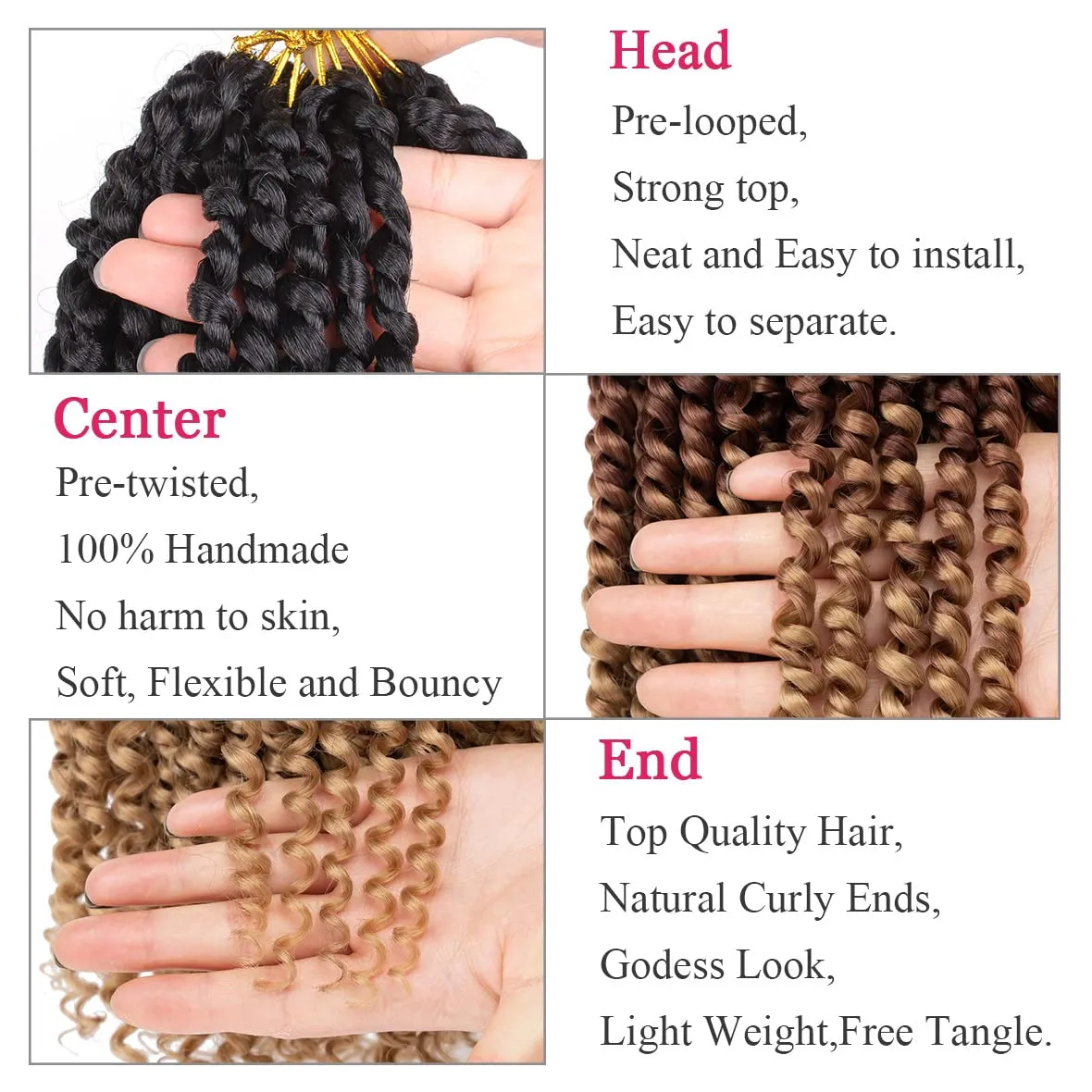 Leeven 10 Inch 3 Tones Pre twisted Passion Twist Crochet Braids Hair 8 Packs Pre-looped Short Passion Twists Hair 1B/30/27# Ombre Brown Bohemian Passion Twist Braiding Hair Extensions for Women
