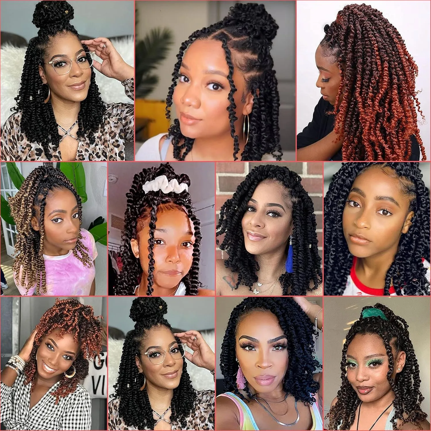 Leeven 10 Inch 3 Tones Pre twisted Passion Twist Crochet Braids Hair 8 Packs Pre-looped Short Passion Twists Hair 1B/30/27# Ombre Brown Bohemian Passion Twist Braiding Hair Extensions for Women
