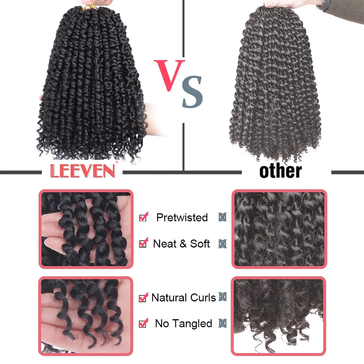 Leeven 8 Packs Ombre Brown Passion Twist Hair 10 Inch Pre Twisted Short Passion Spring Twist Crochet Braids Hair With Curls At The Ends Synthetic Bohemian Braiding Hair Extensions for Women T30#
