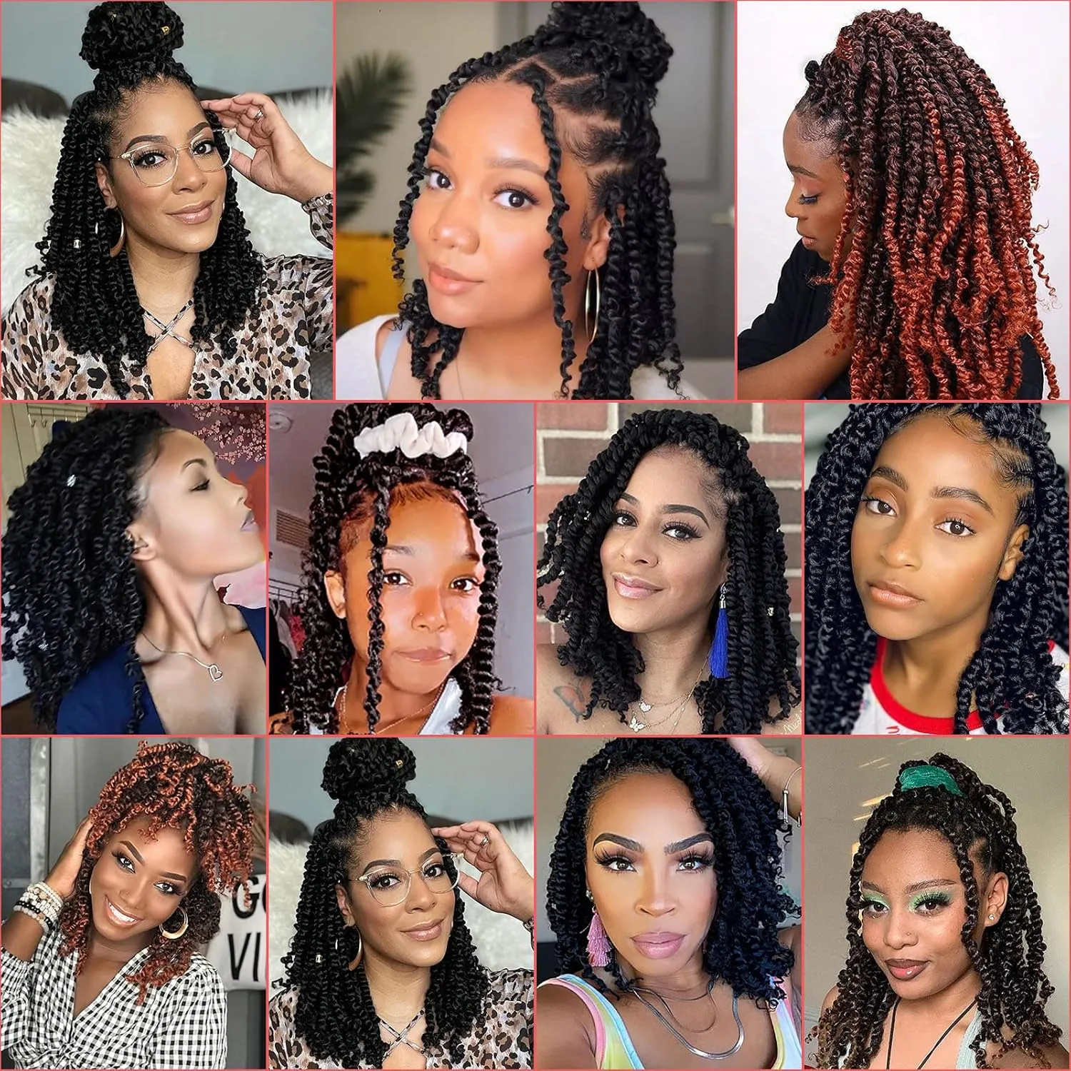 Leeven 8 Packs Ombre Brown Passion Twist Hair 10 Inch Pre Twisted Short Passion Spring Twist Crochet Braids Hair With Curls At The Ends Synthetic Bohemian Braiding Hair Extensions for Women T30#