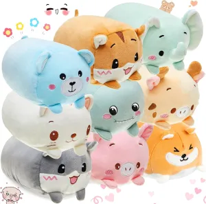 Leitee 9 Pcs Plush Toys Set 8 Inch Stuffed Animals Set Elephant Deer Hamster Panda Pig Dinosaur Plush Cuddly Cute Body Pillow Soft Hugging Toy for Boys Girls Bedding Sleeping Birthday Valentine Gift