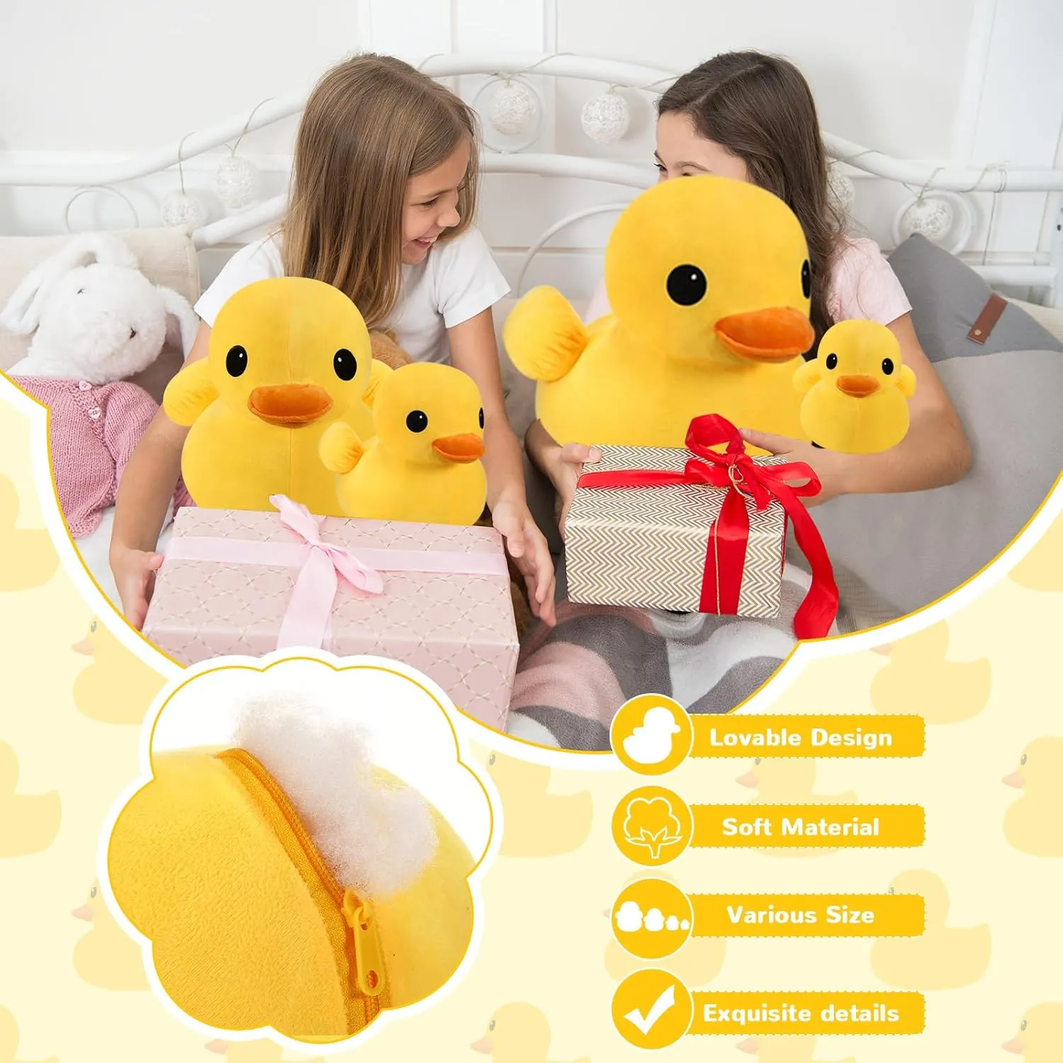 Leyndo 2 Pcs Giant Plush Yellow Duck Soft Stuffed Animal Toy Duck Stuffed Plush Pillow Huggable Animal Dolls Play Set Toy for Boys Girls Birthday Gift Party Sofa Decoration(11.8 Inch)